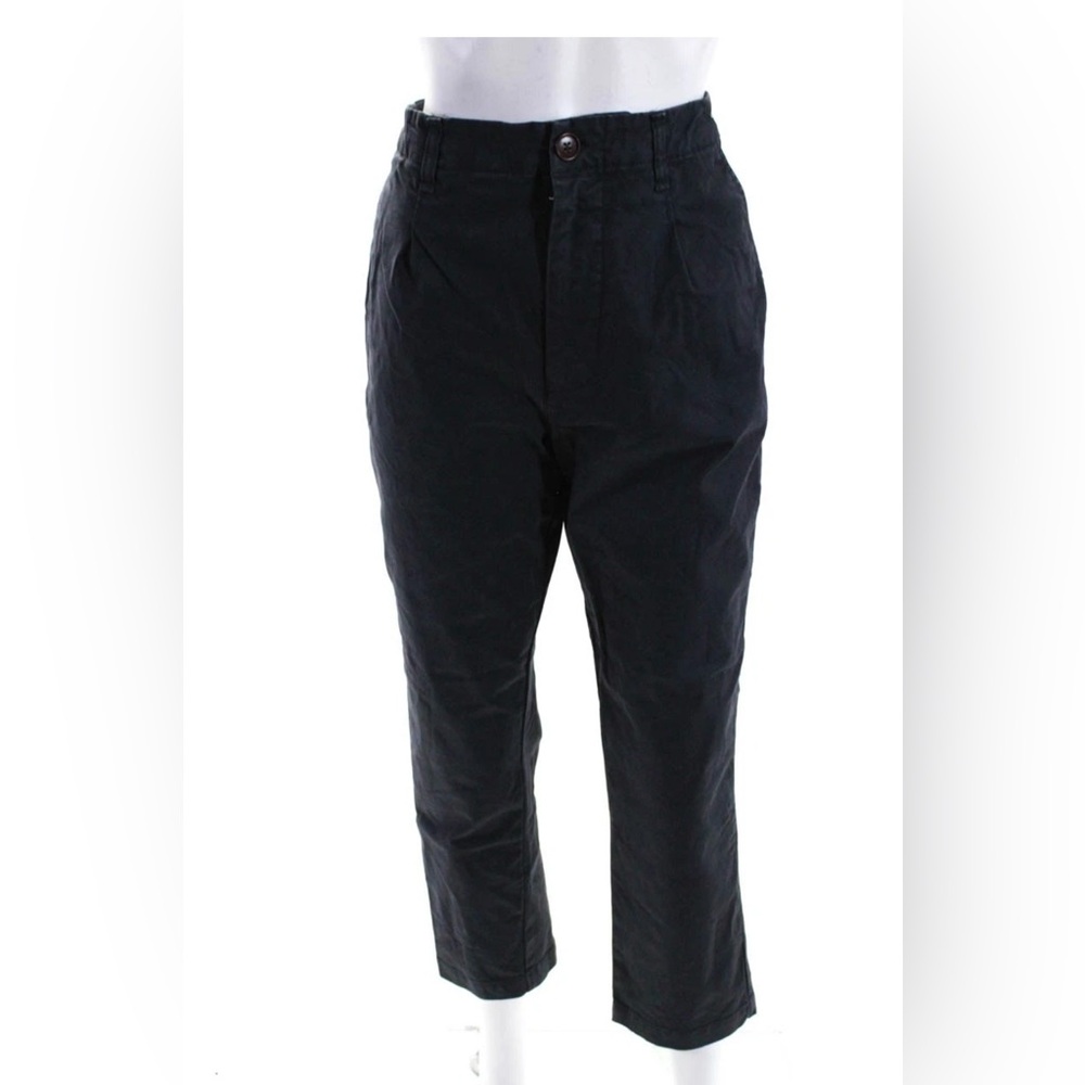 Alex Mill Women's Button Closure Pleated Front Straight Leg Pant Navy Size 6